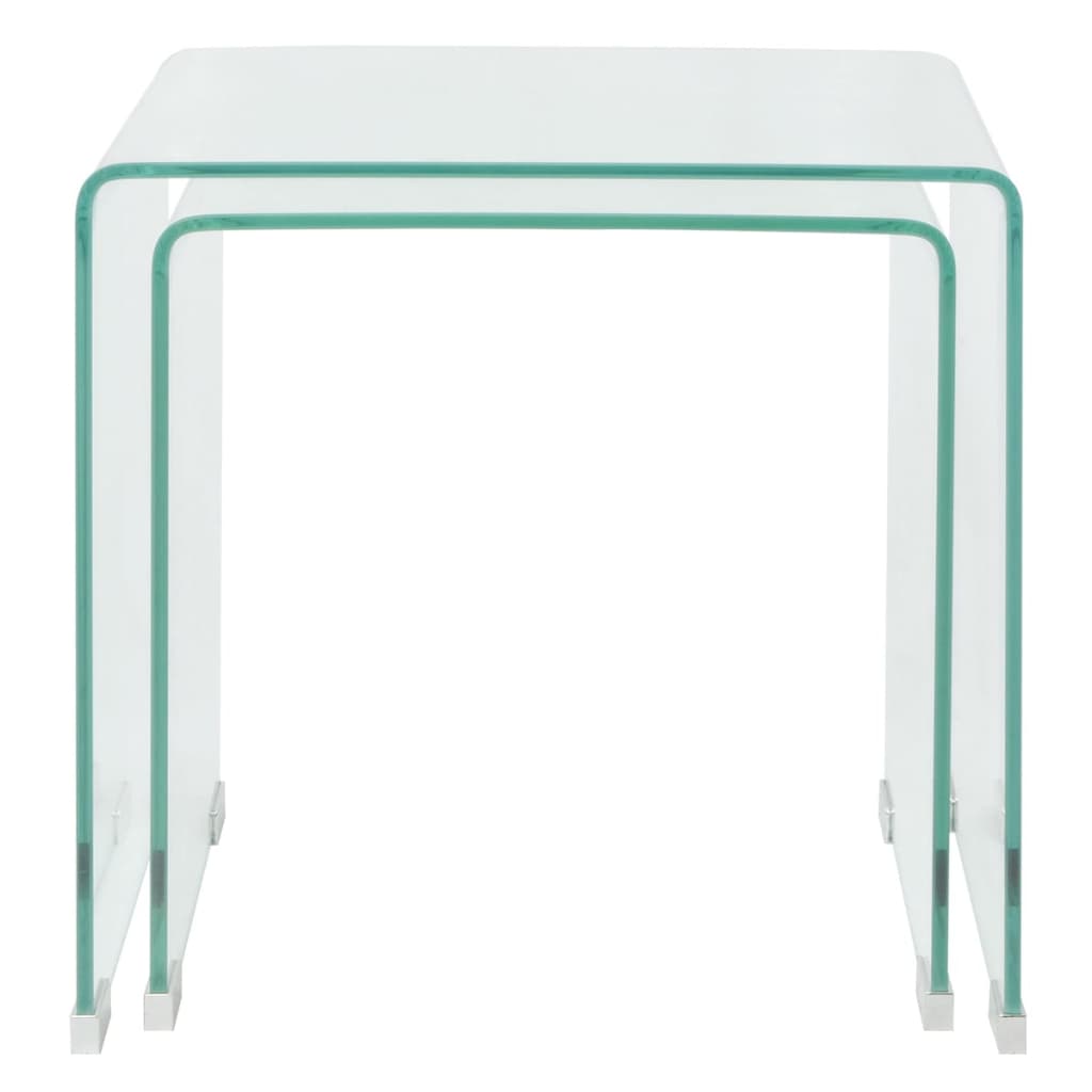 Bijzettafel Set 2-Dlg Transparant Gehard Glas