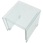 Bijzettafel Set 2-Dlg Transparant Gehard Glas