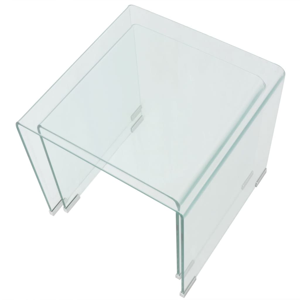 Bijzettafel Set 2-Dlg Transparant Gehard Glas