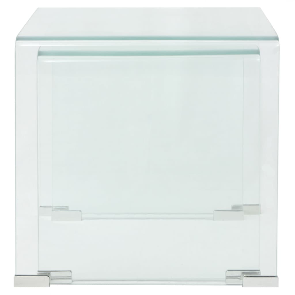 Bijzettafel Set 2-Dlg Transparant Gehard Glas