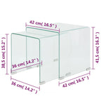 Bijzettafel Set 2-Dlg Transparant Gehard Glas