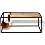 Salontafel Met Echt Lederen Tijdschriftenhouder 110X50X45 Cm