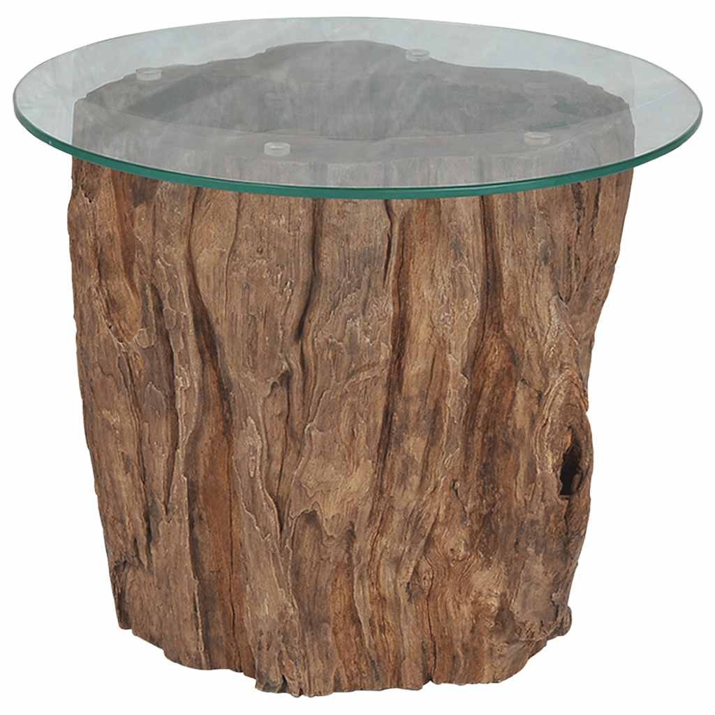 Salontafel 50X40 Cm Teakhout En Glas