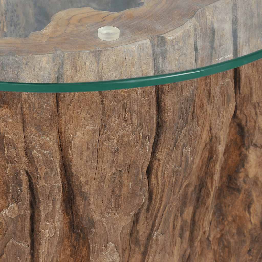 Salontafel 50X40 Cm Teakhout En Glas