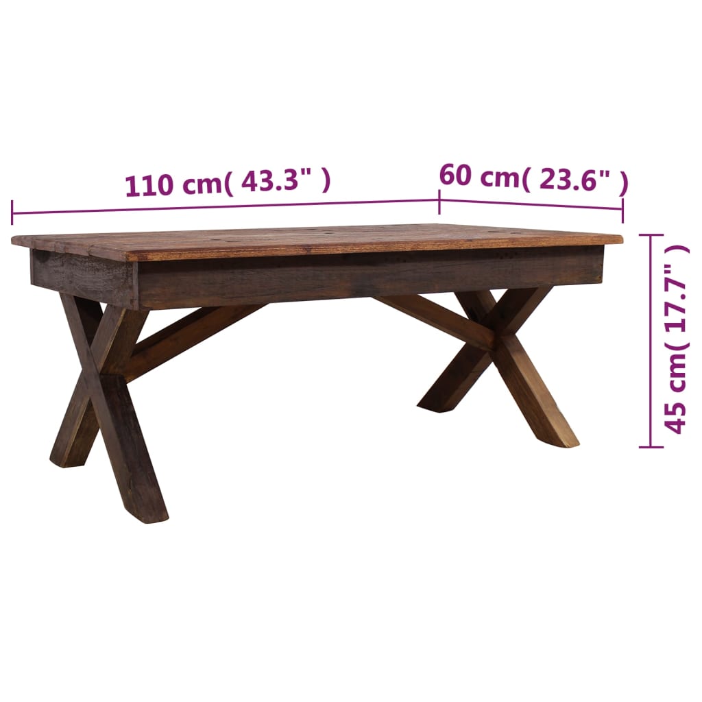 Salontafel 110X60X45 Cm Gemengd Gerecycled Hout Grijs