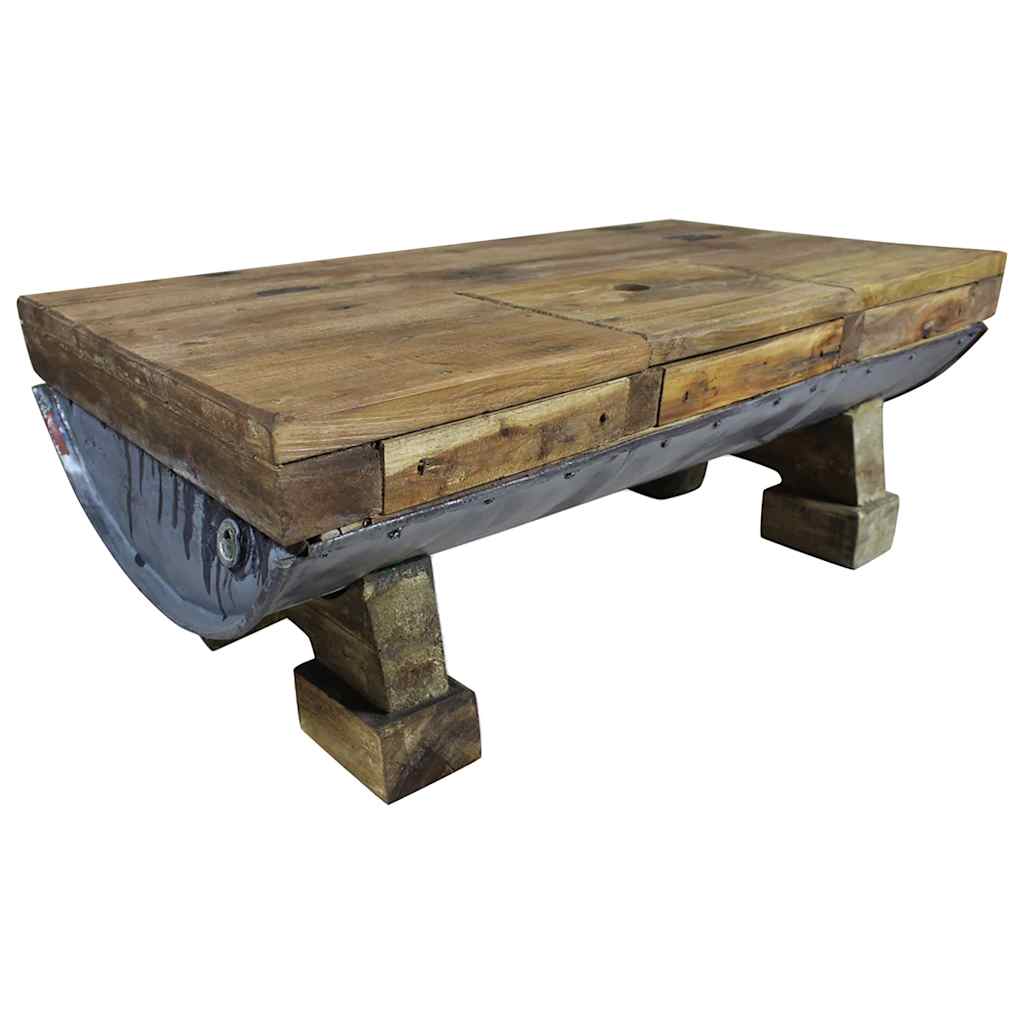 Salontafel 90X50X35 Cm Gemengd Gerecycled Hout Grijs