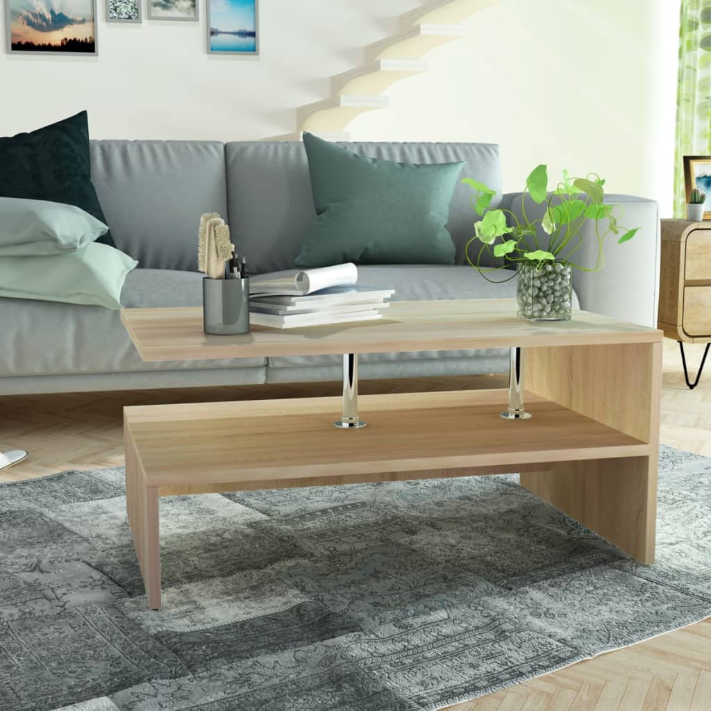 Salontafel 90X59X42 Cm Bewerkt Hout Kleurig