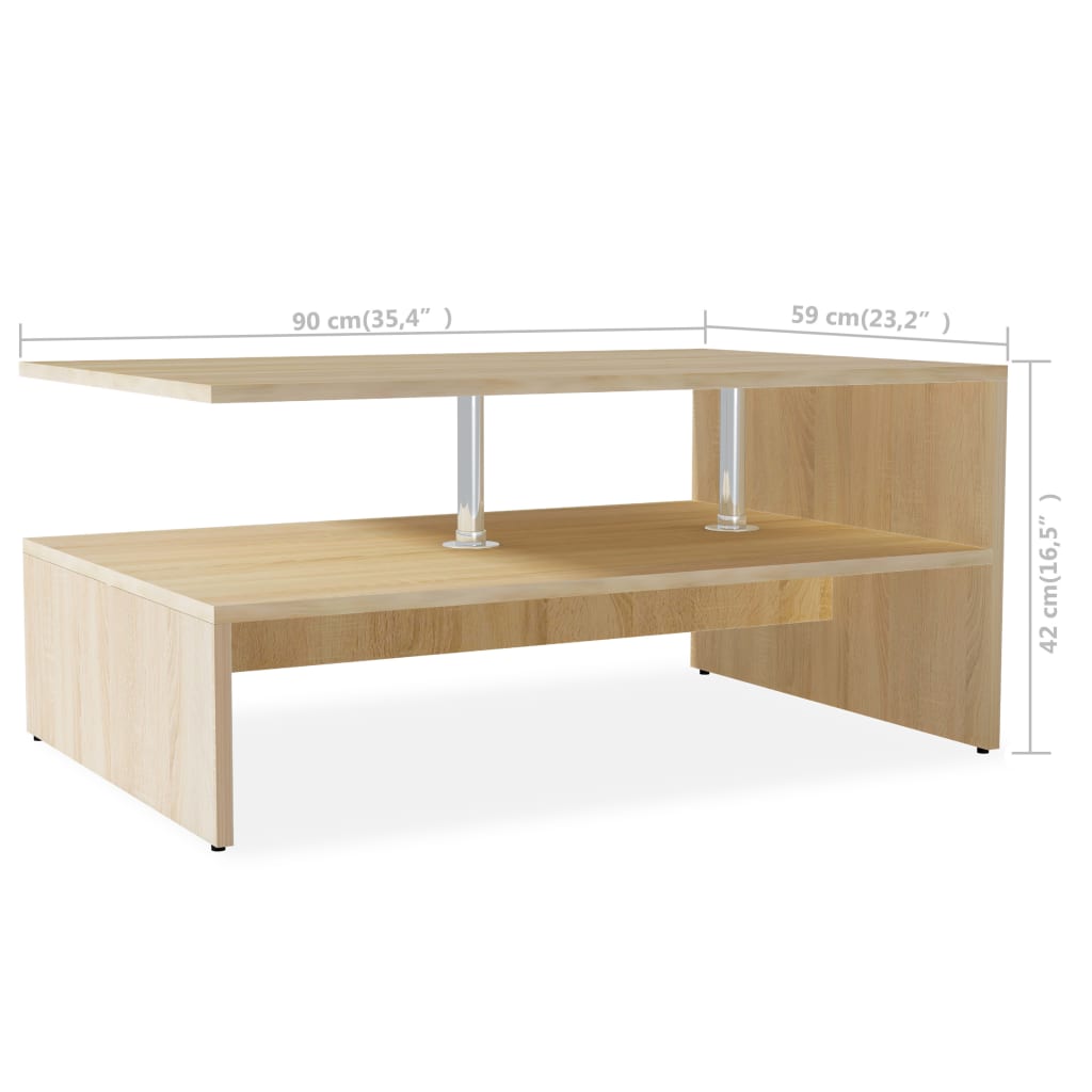 Salontafel 90X59X42 Cm Bewerkt Hout Kleurig