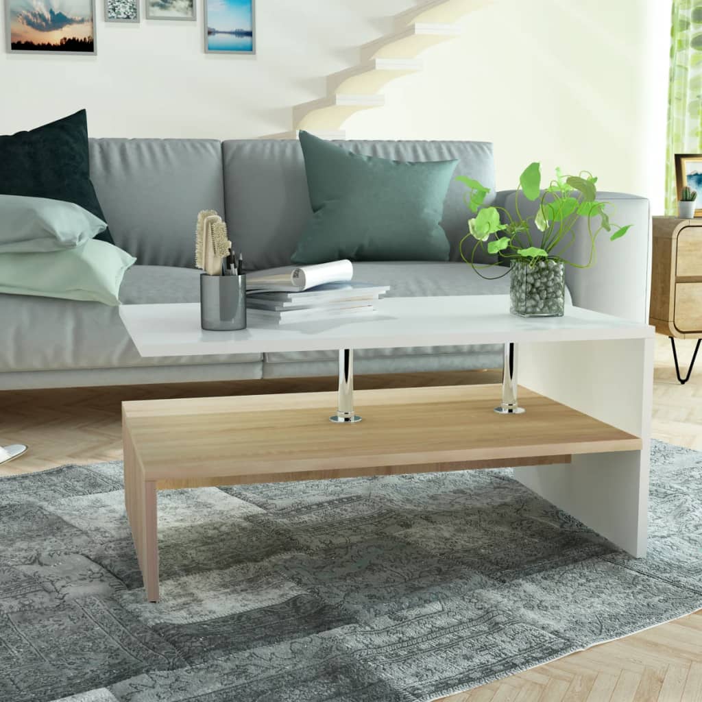 Salontafel 90X59X42 Cm Bewerkt Hout Kleurig