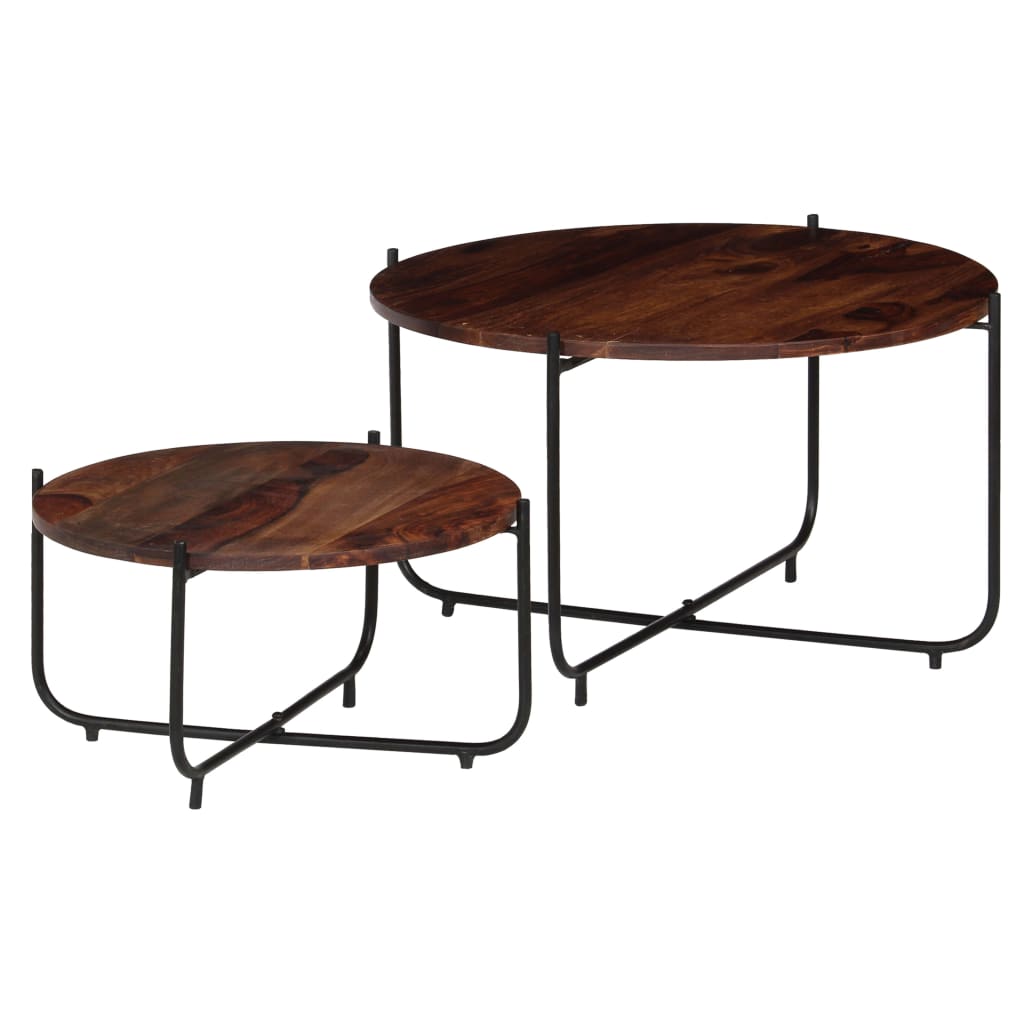 2-Delige Salontafelset 60X35 Cm Massief Acaciahout