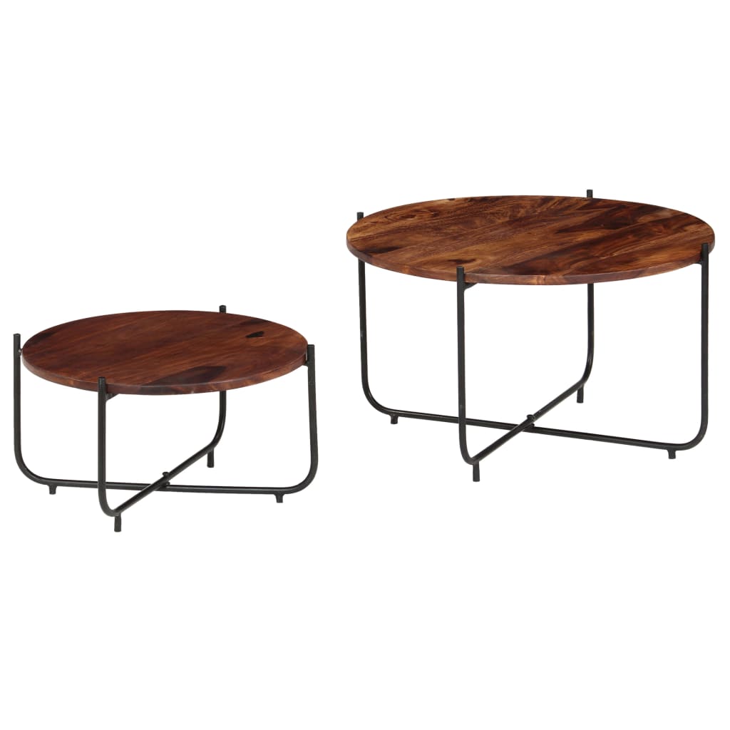 2-Delige Salontafelset 60X35 Cm Massief Acaciahout