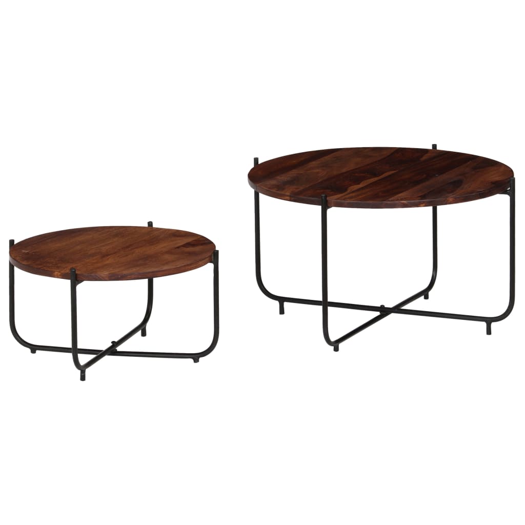 2-Delige Salontafelset 60X35 Cm Massief Acaciahout