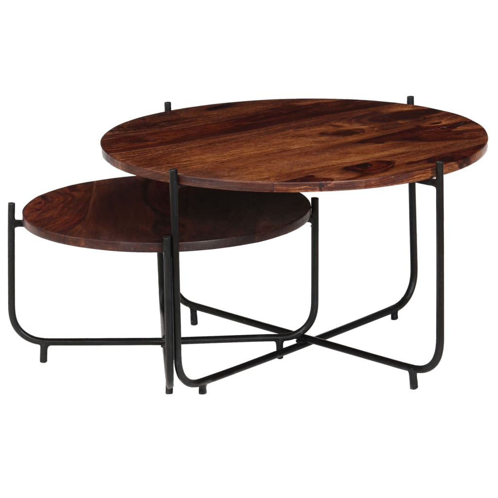 2-Delige Salontafelset 60X35 Cm Massief Acaciahout