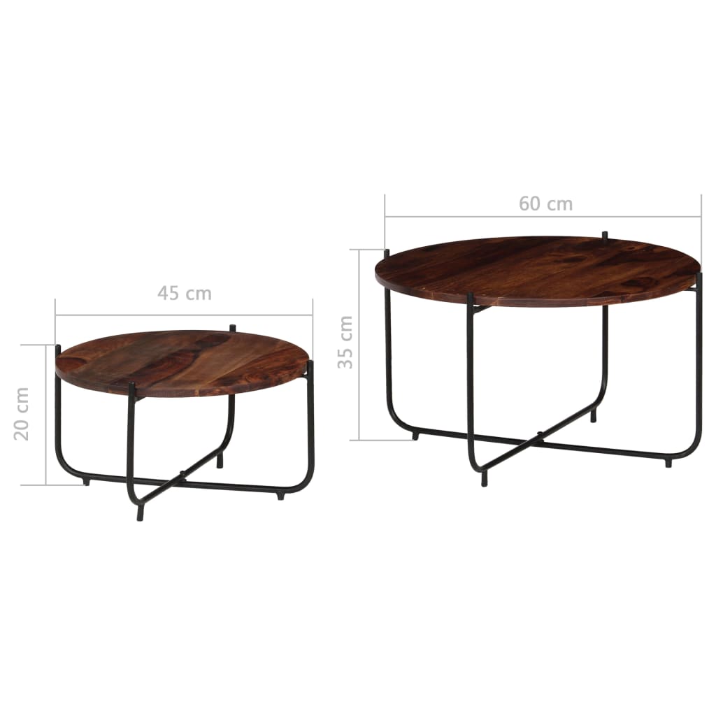2-Delige Salontafelset 60X35 Cm Massief Acaciahout