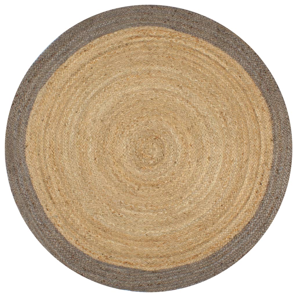Vloerkleed Handgemaakt Met Grijze Rand Jute