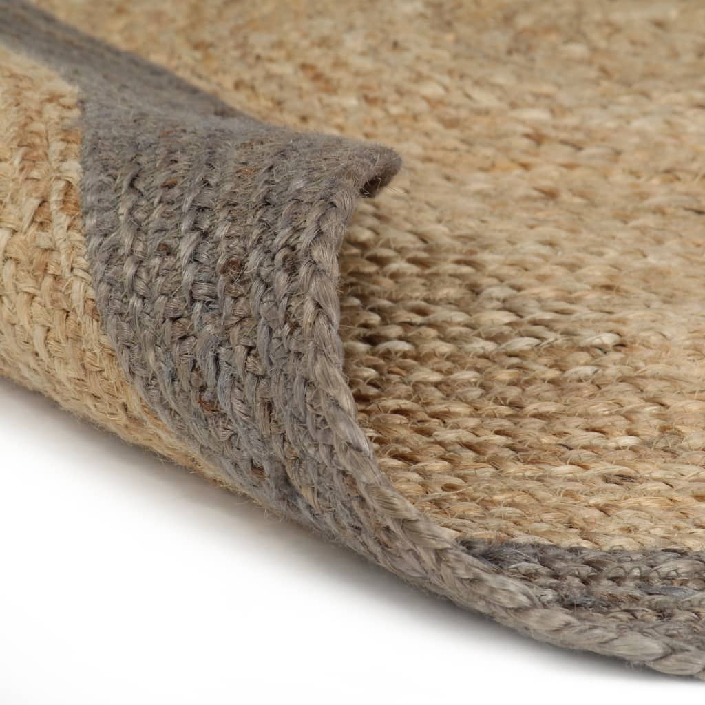 Vloerkleed Handgemaakt Met Grijze Rand Jute