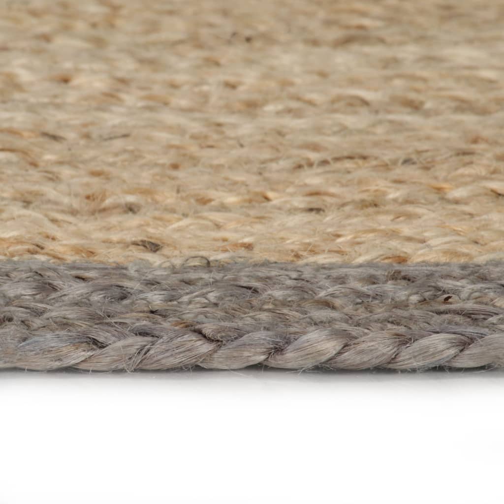 Vloerkleed Handgemaakt Met Grijze Rand Jute