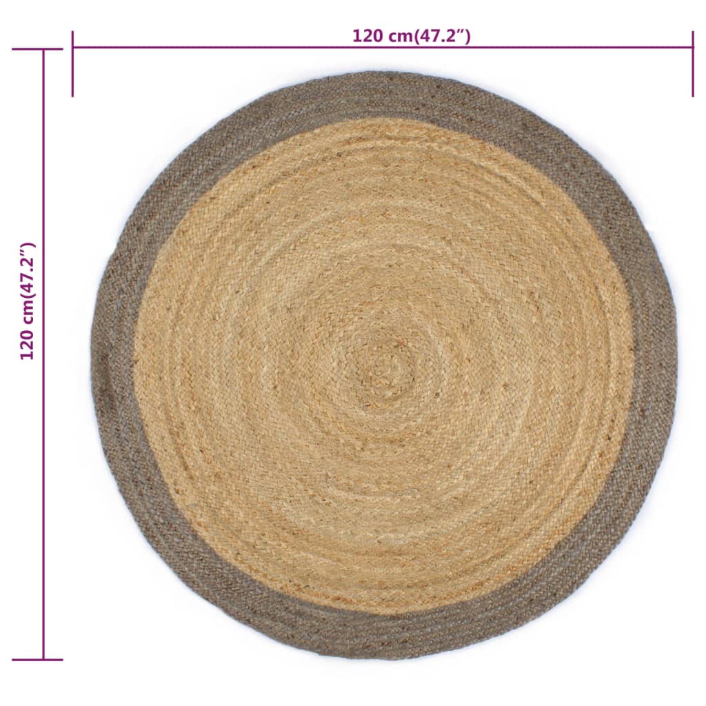 Vloerkleed Handgemaakt Met Grijze Rand Jute