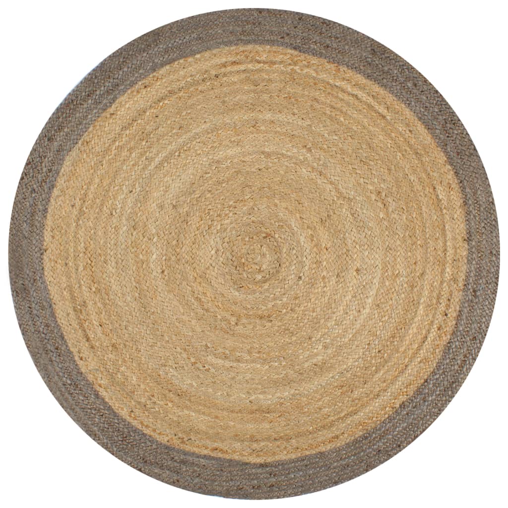 Vloerkleed Handgemaakt Met Grijze Rand Jute