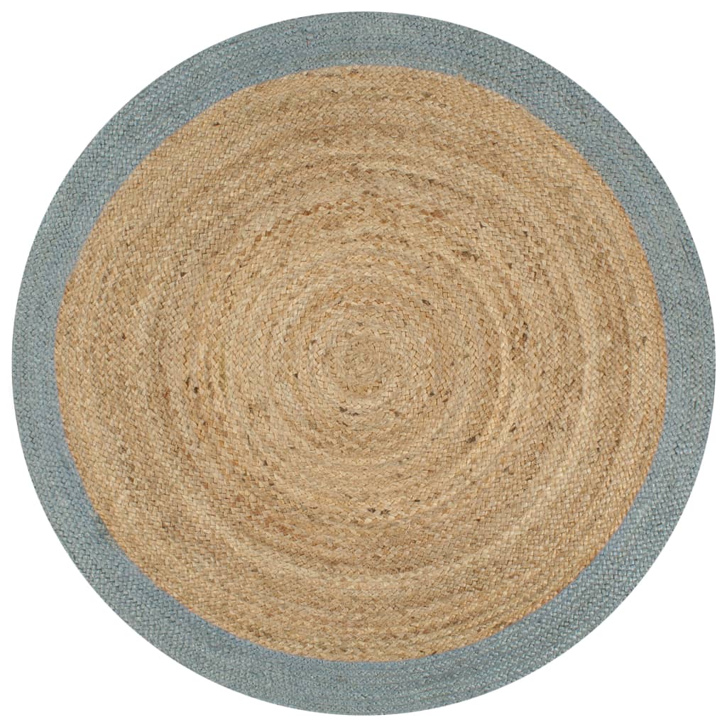 Vloerkleed Handgemaakt Met Grijze Rand Jute