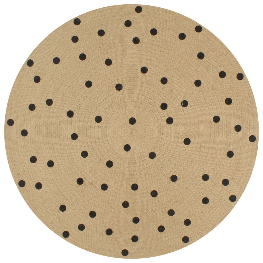 Vloerkleed Handgemaakt Met Print Polkadot Jute