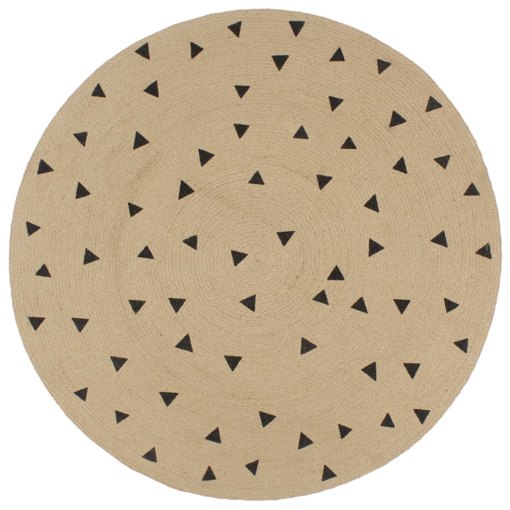 Vloerkleed Handgemaakt Met Print Polkadot Jute