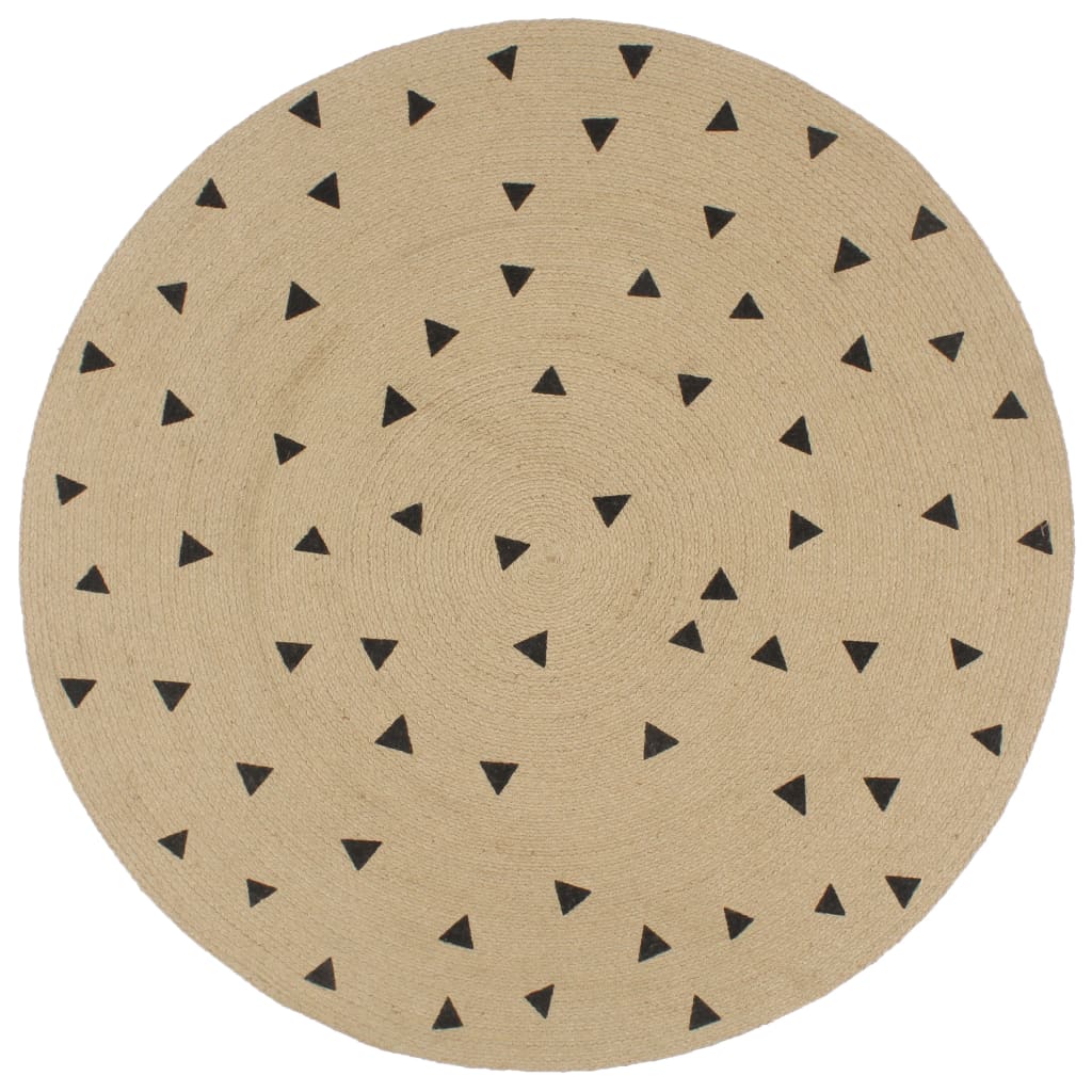 Vloerkleed Handgemaakt Met Print Polkadot Jute