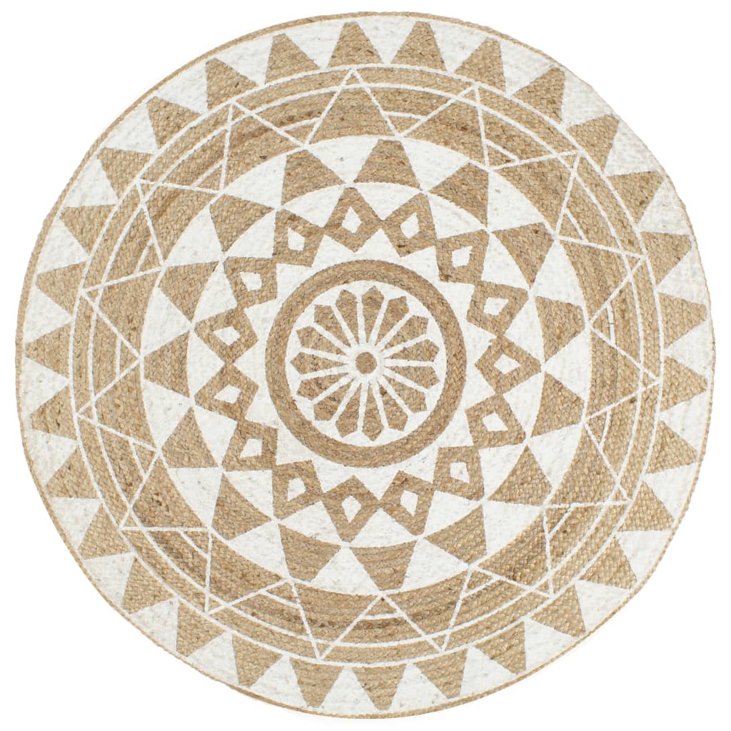 Vloerkleed Handgemaakt Met Print Polkadot Jute