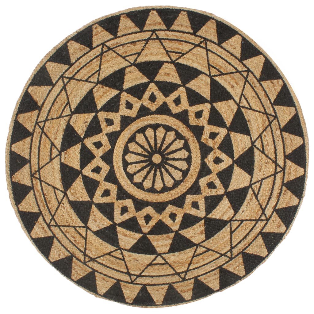 Vloerkleed Handgemaakt Met Print Polkadot Jute