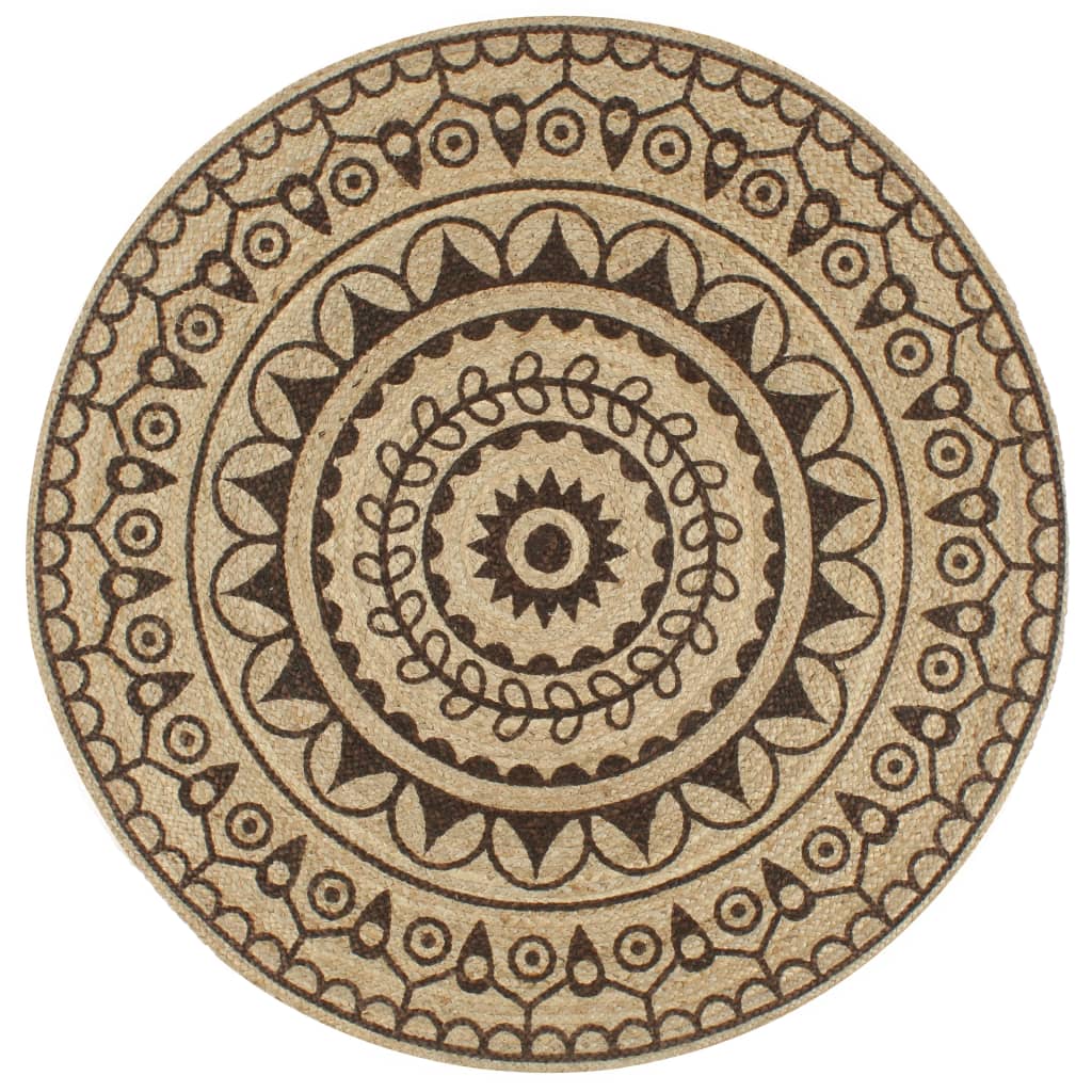 Vloerkleed Handgemaakt Met Print Polkadot Jute