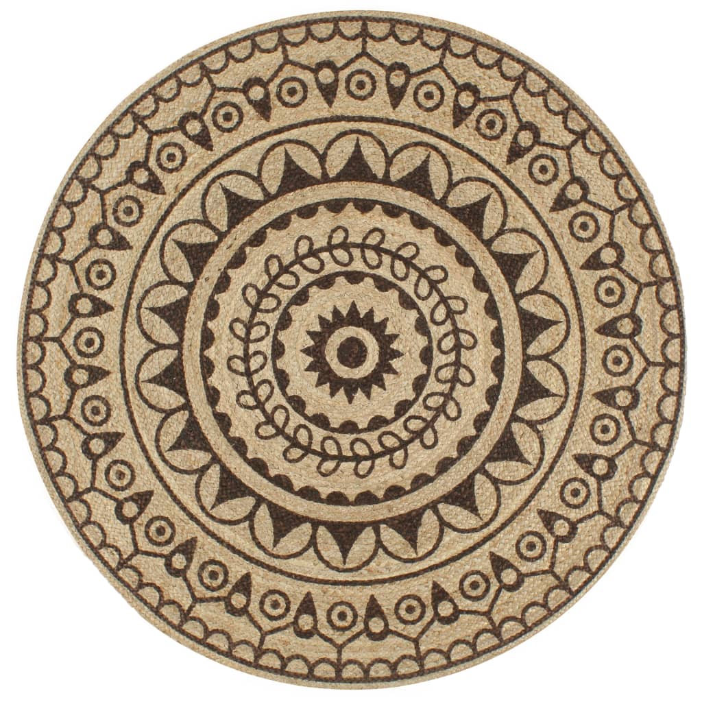 Vloerkleed Handgemaakt Met Print Polkadot Jute