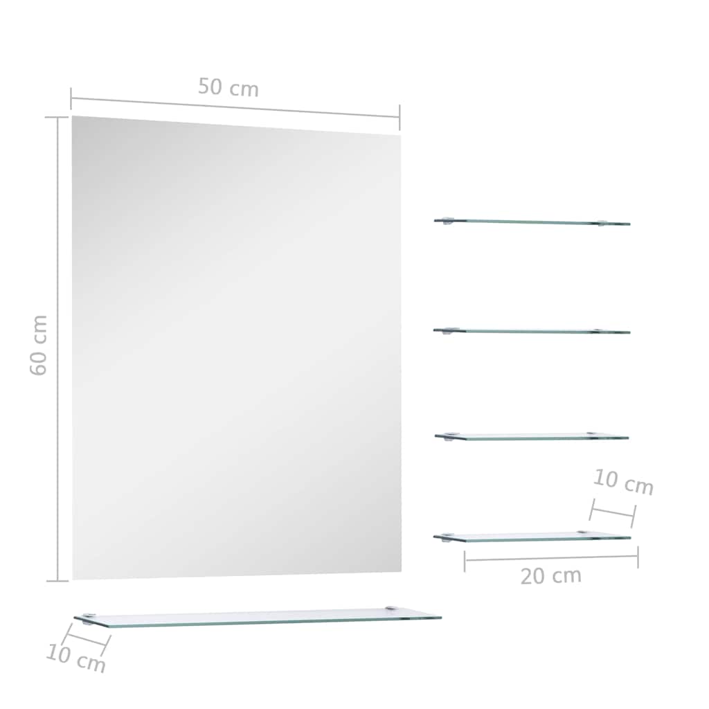 Wandspiegel Met 5 Schappen 50X60 Cm Zilverkleurig