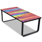 Salontafel Met Regenboog-Print Glazen Tafelblad
