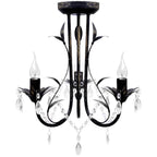 Kroonluchter Art Nouveau Metaal Kristallen Kralen 3 Gloeilampen Zwart
