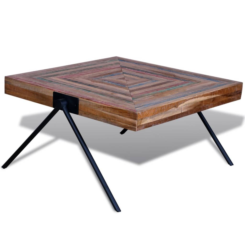 Salontafel Met V-Vormige Poten Gerecycled Teakhout