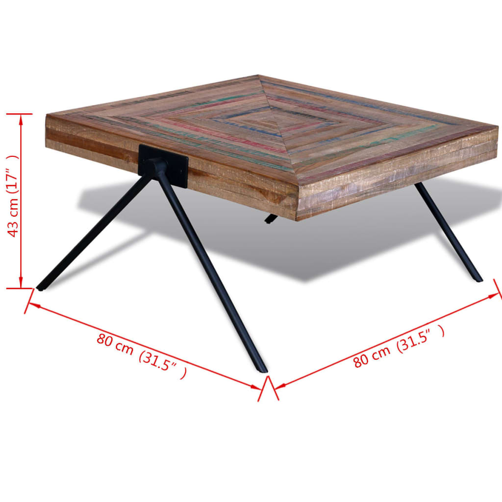 Salontafel Met V-Vormige Poten Gerecycled Teakhout