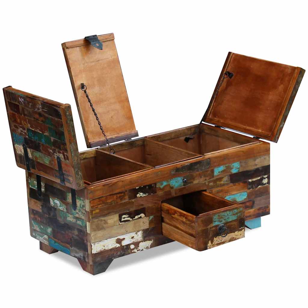 Salontafel Kist 80X40X35 Cm Massief Gerecycled Hout