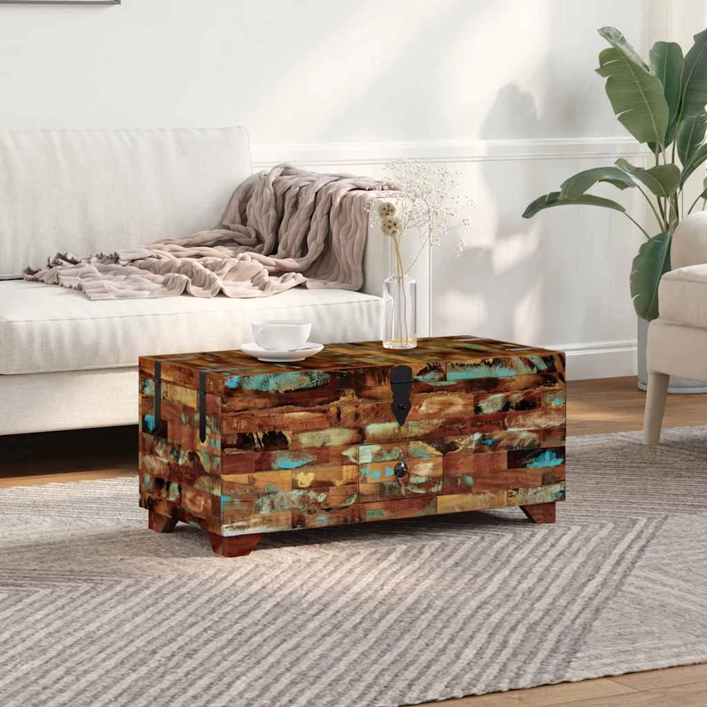 Salontafel Kist 80X40X35 Cm Massief Gerecycled Hout