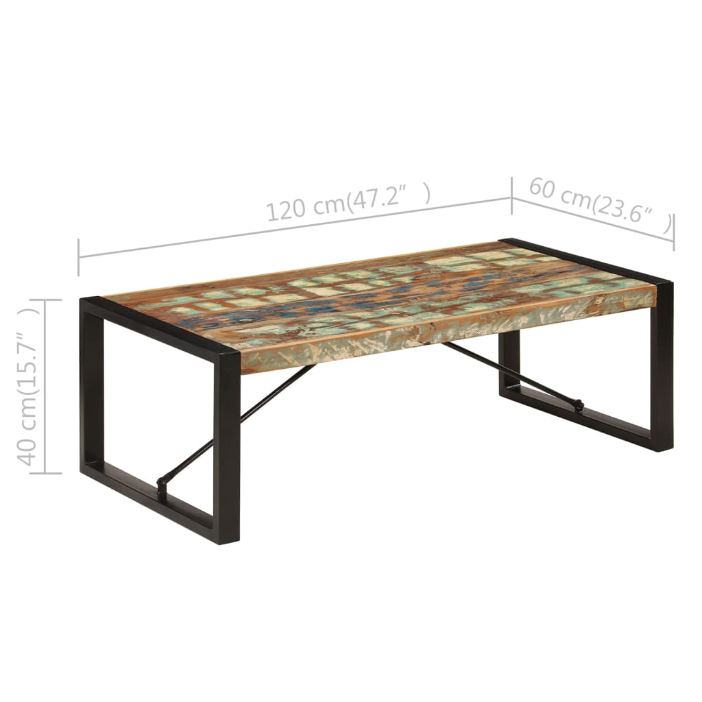 Salontafel 120X60X40 Cm Massief Gerecycled Hout Zwart