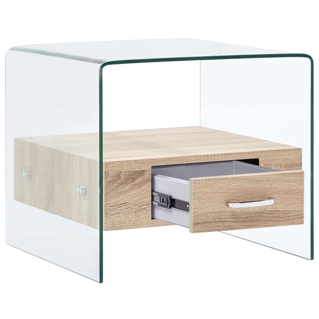 Salontafel Met Lade 50X50X45 Cm Gehard Glas