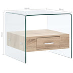 Salontafel Met Lade 50X50X45 Cm Gehard Glas