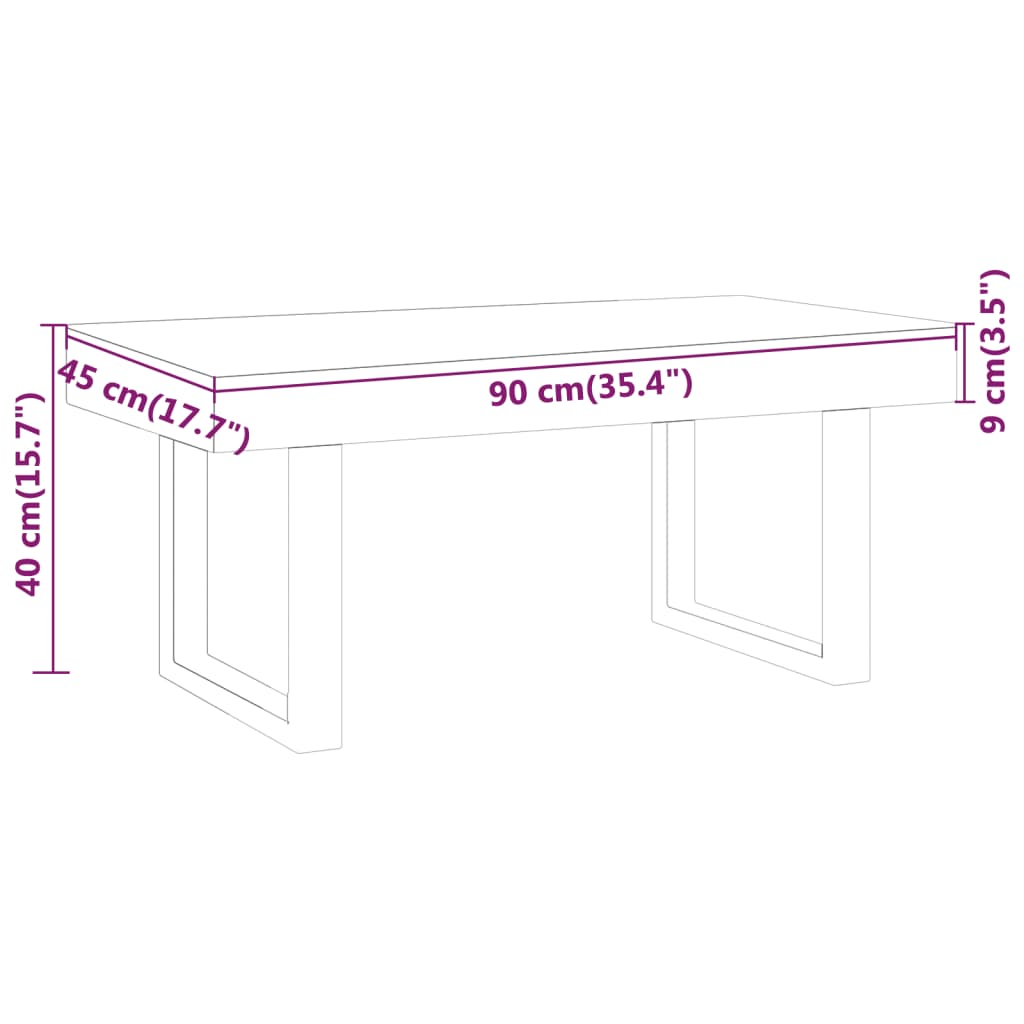 Salontafel 90X45X40 Cm Mdf En Ijzer En Zwart