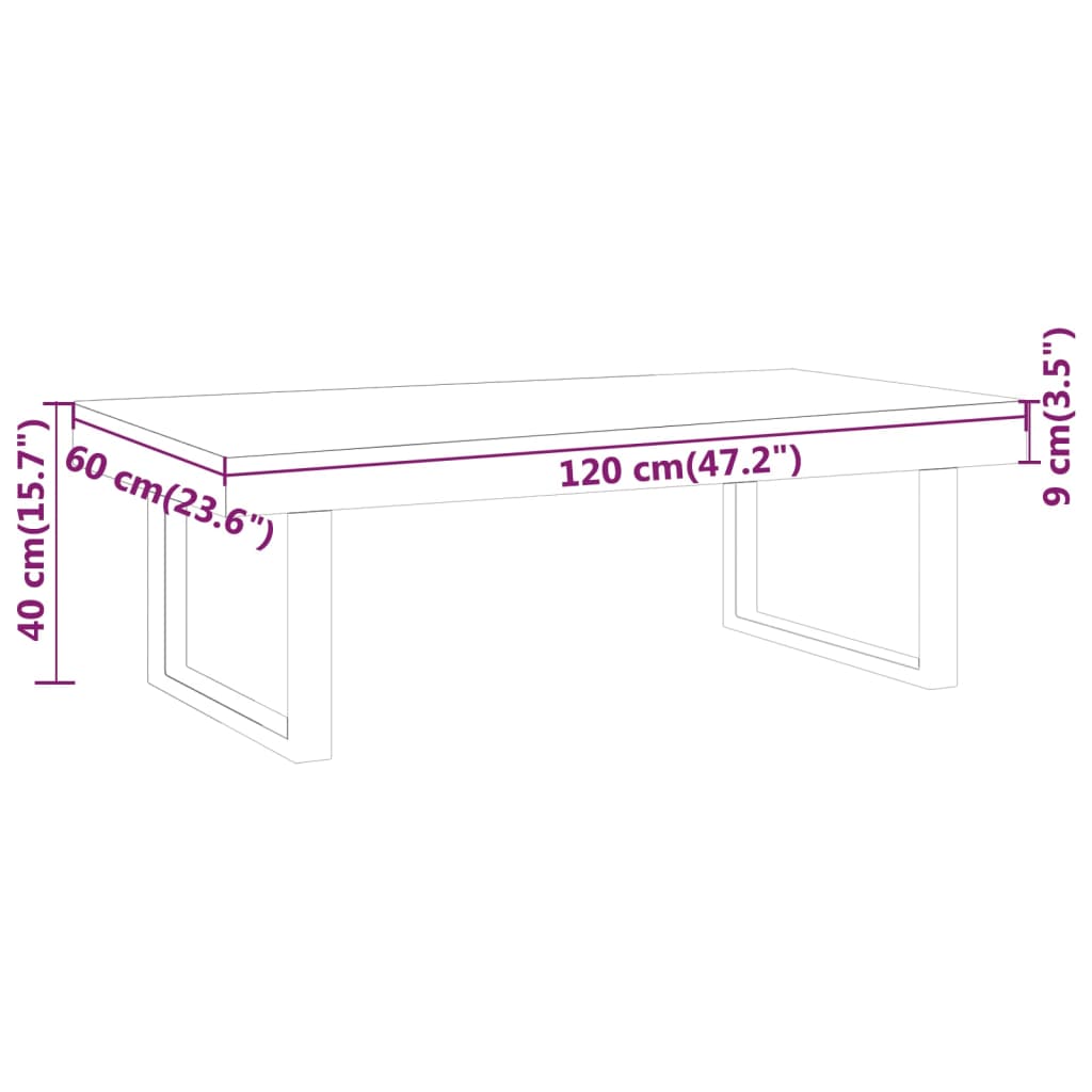 Salontafel 120X60X40 Cm Mdf En Ijzer En Zwart