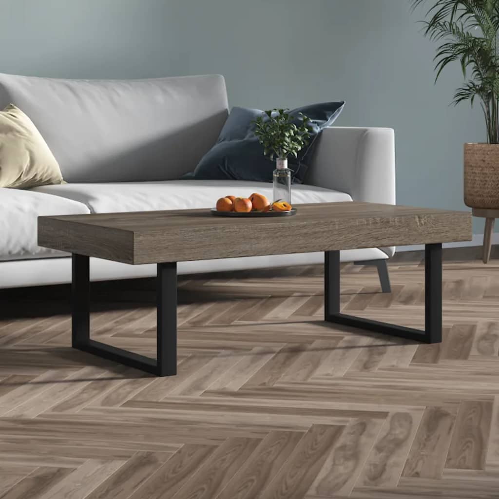 Salontafel 120X60X40 Cm Mdf En Ijzer En Zwart