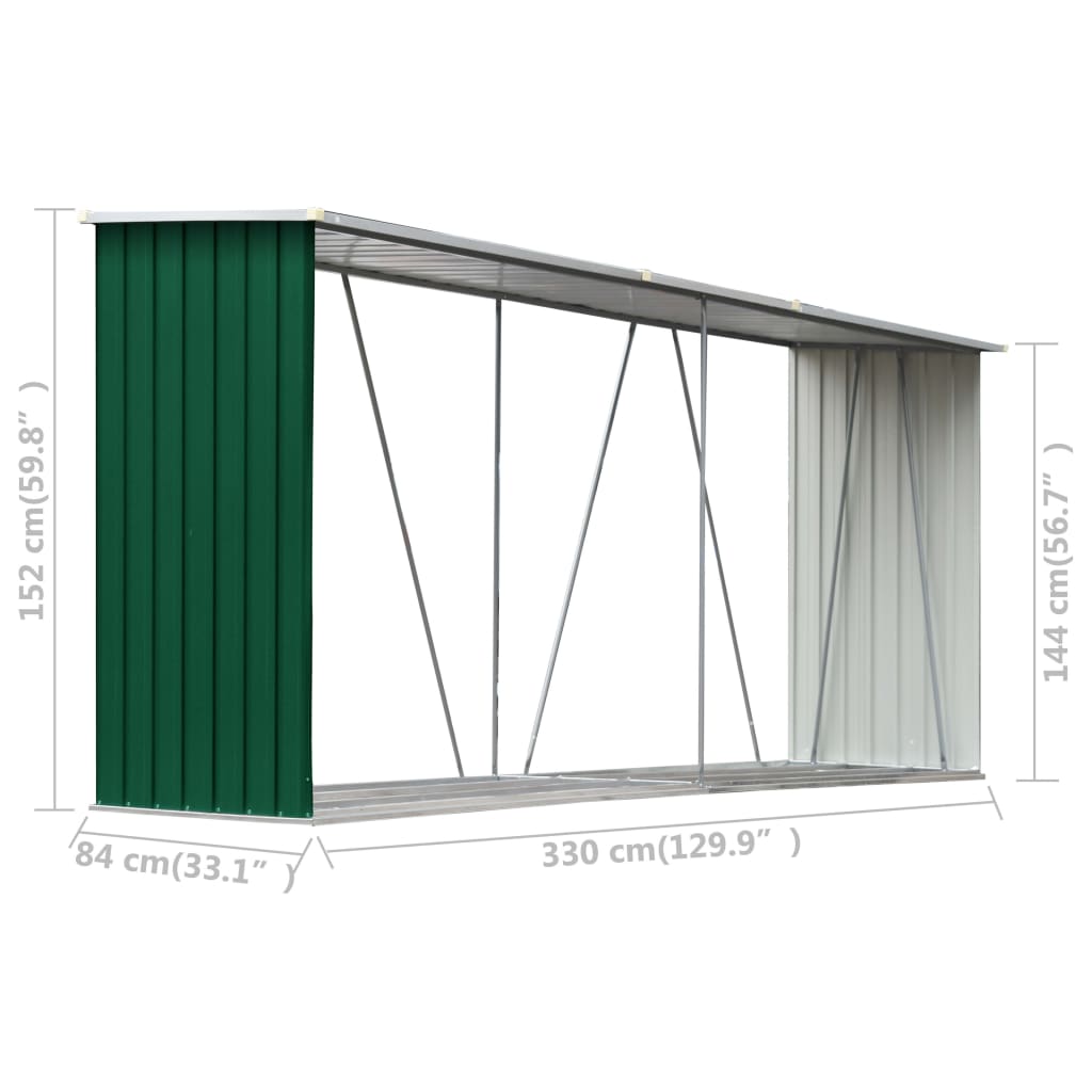 Haardhoutschuur 330X84X152 Cm Gegalvaniseerd Staal