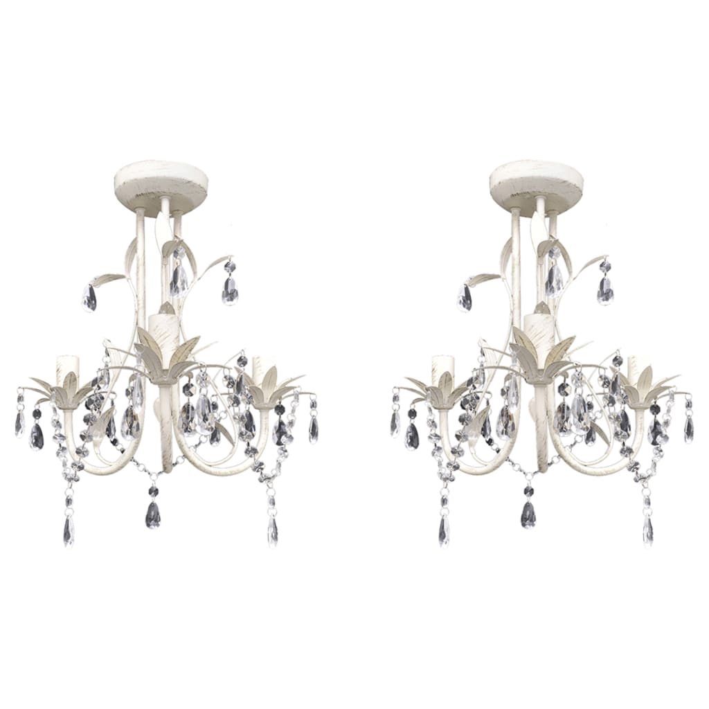Kristallen Kroonluchter Met Wit Elegant Design (3 Lampen)