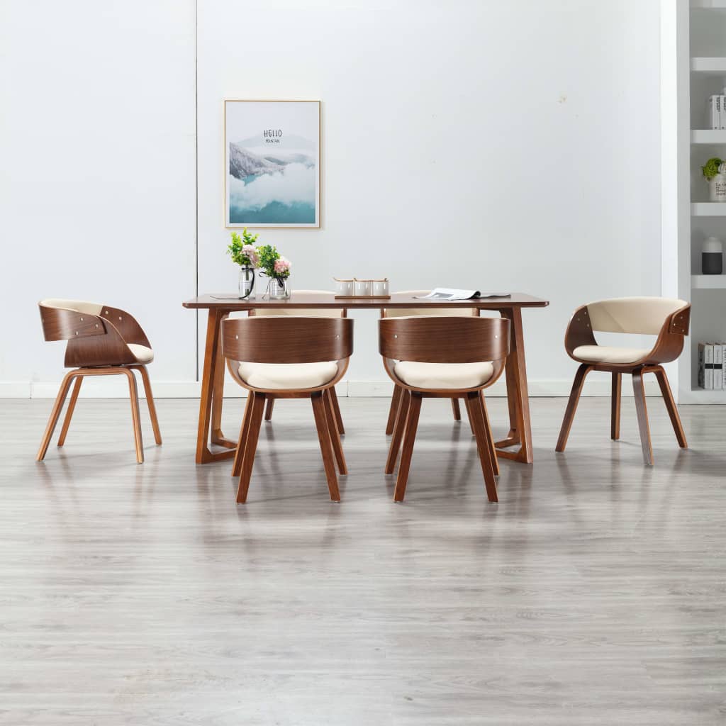 Eetkamerstoel Gebogen Hout En Kunstleer