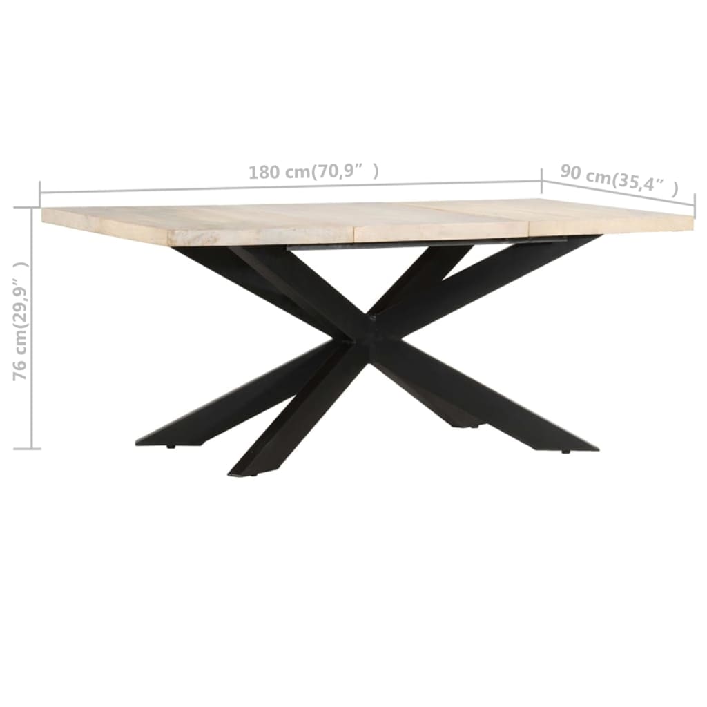 Eettafel 180X90X76 Cm Massief Gebleekt Mangohout