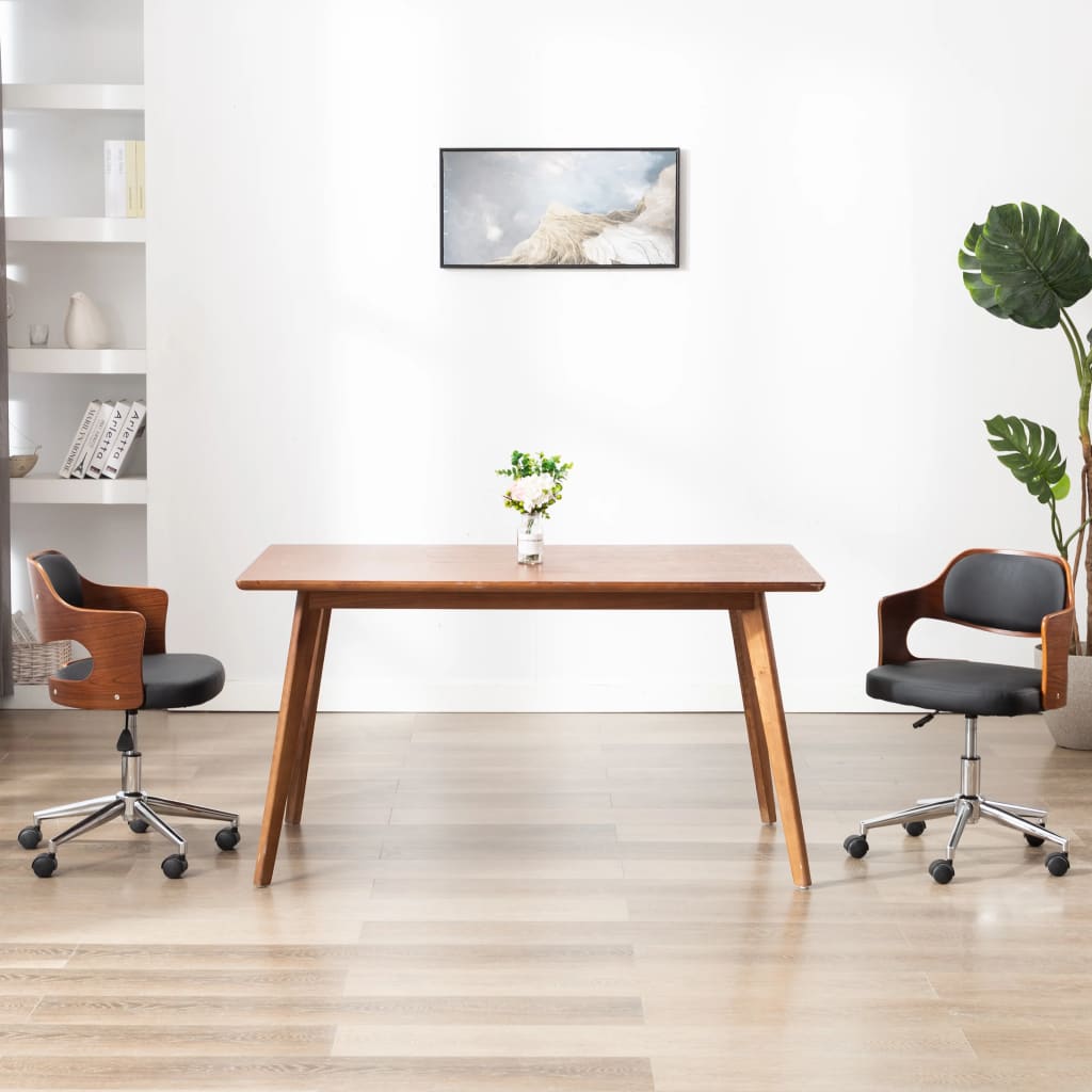 Eetkamerstoel Draaibaar Gebogen Hout En Kunstleer