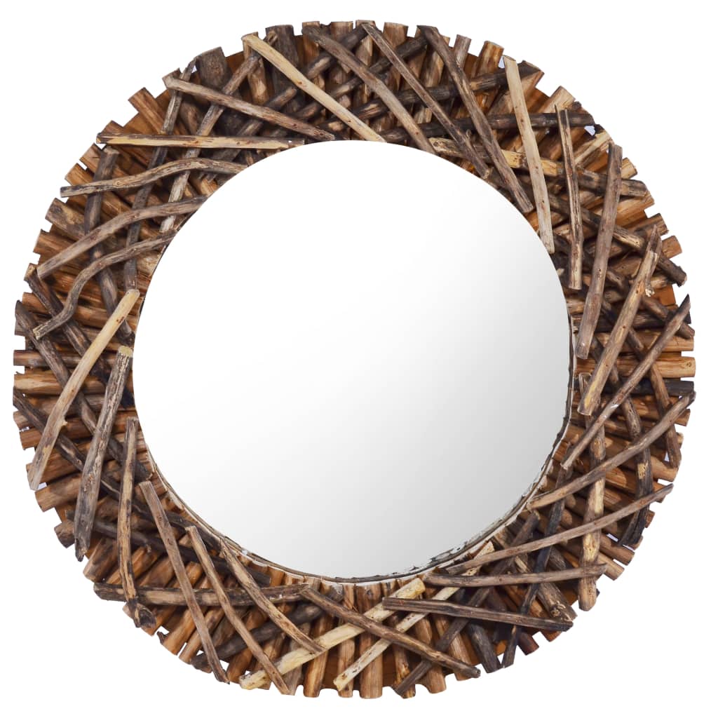 Wandspiegel Rond 40 Cm Teakhout